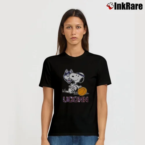 Snoopy Joe Cool Uconn Huskies Basketball Player Women’s Tee in black – Effortless Style Women’s Snoopy Joe Cool Uconn Huskies Basketball Player T-Shirt in black | Soft, Flattering Fit