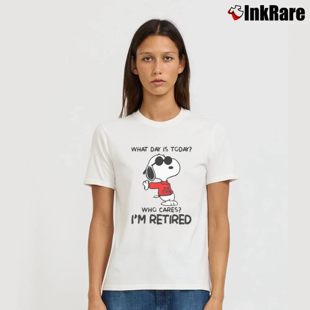Women’s Snoopy Joe Cool Who Cares I'M Retired T-Shirt in white | Soft, Flattering Fit