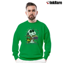 Men’s Snoopy Joe Trick Or Treat Peanuts Crewneck Sweatshirt in irish green | Cozy Fabric, Clean Style