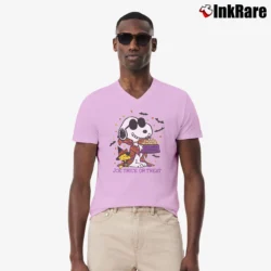 Men’s Snoopy Joe Trick Or Treat Peanuts V-Neck Tee in light pink | Sharp, Breathable, Everyday Staple