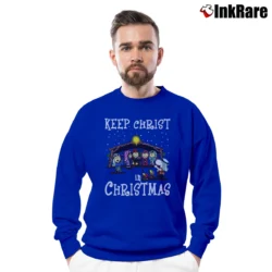 Men’s Snoopy Keep Christ In Christmas Crewneck Sweatshirt in royal blue | Cozy Fabric, Clean Style