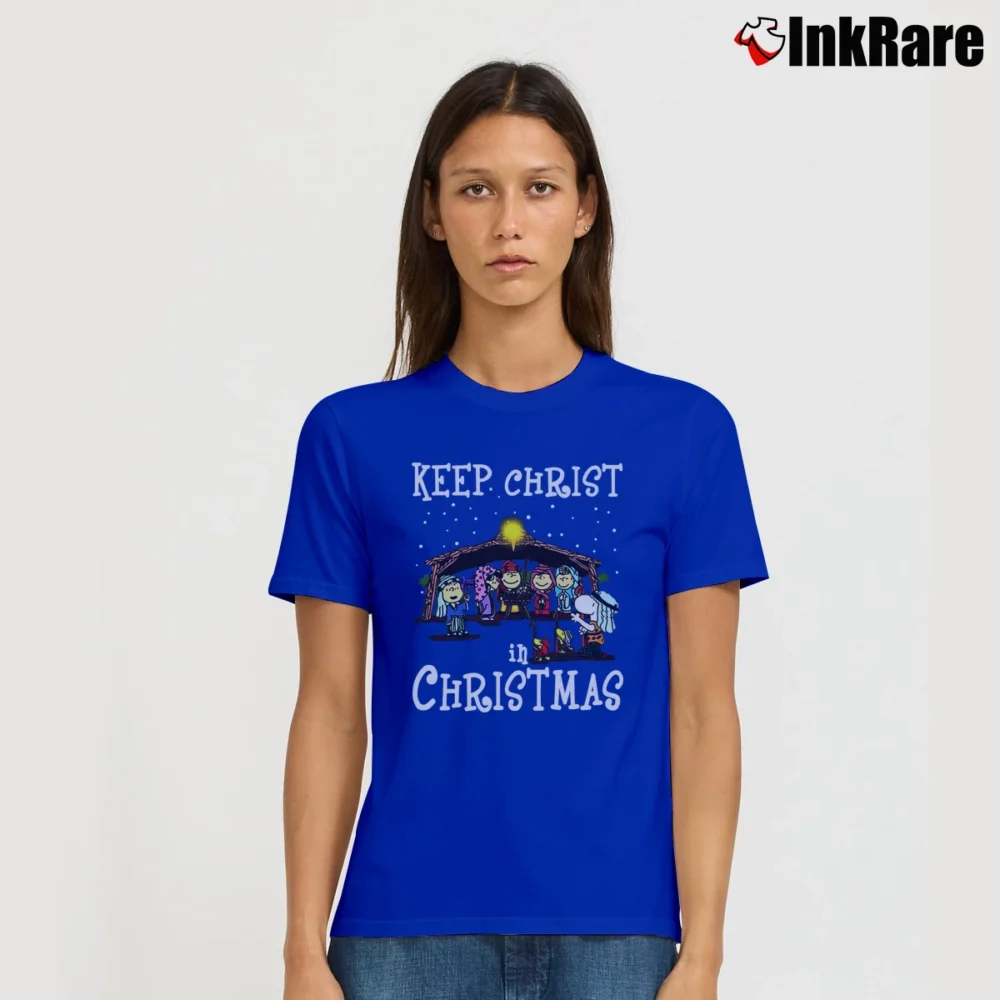 Women’s Snoopy Keep Christ In Christmas Signature T-Shirt in royal blue | Soft, Flattering Fit