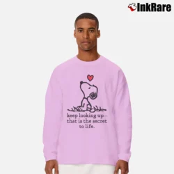 Men’s Snoopy Keep Looking Up That Is The Secret To Life Long-Sleeve Shirt in light pink | Sleek, Lightweight, Year-Round Wear