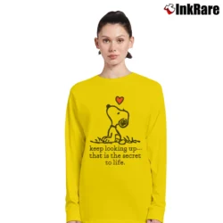 Women’s Snoopy Keep Looking Up That Is The Secret To Life Long-Sleeve Top in yellow | Sleek, Versatile, All-Season