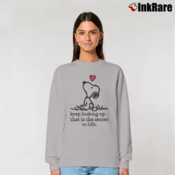 Women’s Snoopy Keep Looking Up That Is The Secret To Life Relaxed Sweatshirt in sport grey | Soft, Laid-Back Vibe