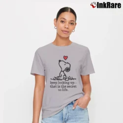Women’s Snoopy Keep Looking Up That Is The Secret To Life Signature T-Shirt in sport grey | Soft, Flattering Fit