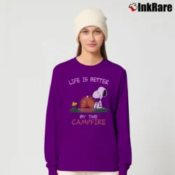 Women’s Snoopy Life Is Better By The Campfire Long-Sleeve Top in purple | Sleek, Versatile, All-Season