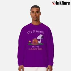 Men’s Snoopy Life Is Better By The Campfire Long-Sleeve Shirt in purple | Sleek, Lightweight, Year-Round Wear