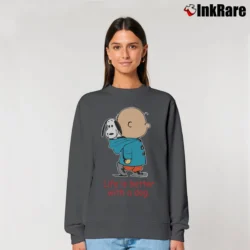 Women’s Snoopy Life Is Better With A Dog Peanuts Classic Relaxed Sweatshirt in charcoal | Soft, Laid-Back Vibe