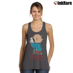 Women’s Snoopy Life Is Better With A Dog Peanuts Classic Tank Top in charcoal | Lightweight, Movement-Friendly