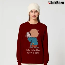 Women’s Snoopy Life Is Better With A Dog Peanuts Long-Sleeve Top in maroon | Sleek, Versatile, All-Season