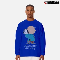 Men’s Snoopy Life Is Better With A Dog Peanuts Long-Sleeve Shirt in royal blue | Sleek, Lightweight, Year-Round Wear