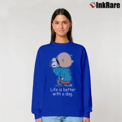 Women’s Snoopy Life Is Better With A Dog Peanuts Relaxed Sweatshirt in royal blue | Soft, Laid-Back Vibe