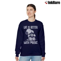 Women’s Snoopy Life Is Better With Music Relaxed Sweatshirt in navy | Soft, Laid-Back Vibe