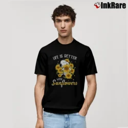 Men’s Snoopy Life Is Better With Sunflower Classic T-Shirt in black | Soft, Breathable Everyday Wear