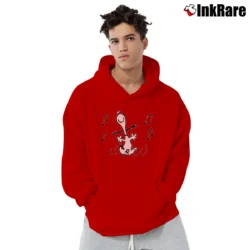 Men’s Snoopy Listening To Music Pullover Hoodie in red | Cozy, Durable, Modern Fit