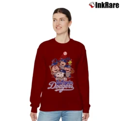 Women’s Snoopy Los Angeles Dodgers Baseball MLB Champions Relaxed Sweatshirt in maroon | Soft, Laid-Back Vibe