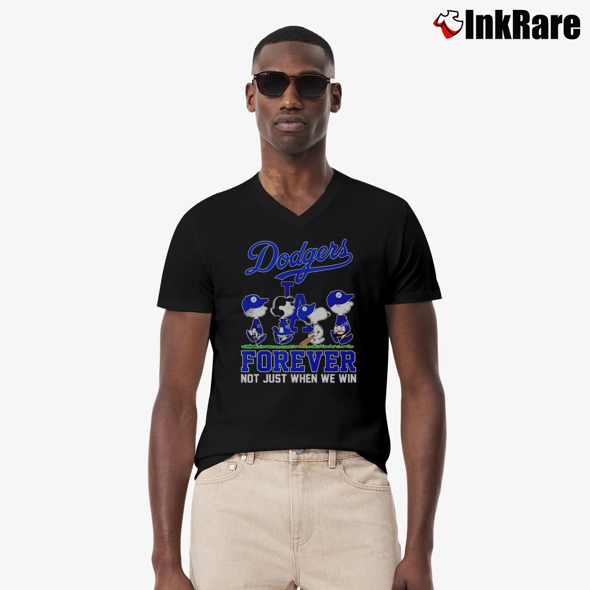 snoopy los angeles dodgers forever not just when we win Men’s V-Neck Tee in black – Modern Essential Men’s snoopy los angeles dodgers forever not just when we win V-Neck Tee in black | Sharp, Breathable, Everyday Staple