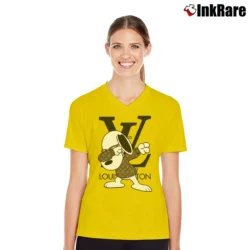 Women’s Snoopy Louis Vuitton Dabbing V-Neck Tee in yellow | Chic Neckline, Soft Texture