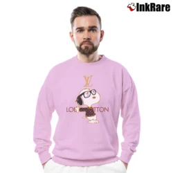 Men’s Snoopy Louis Vuitton Joe Cool Classic Crewneck Sweatshirt in light pink | Cozy Fabric, Clean Style