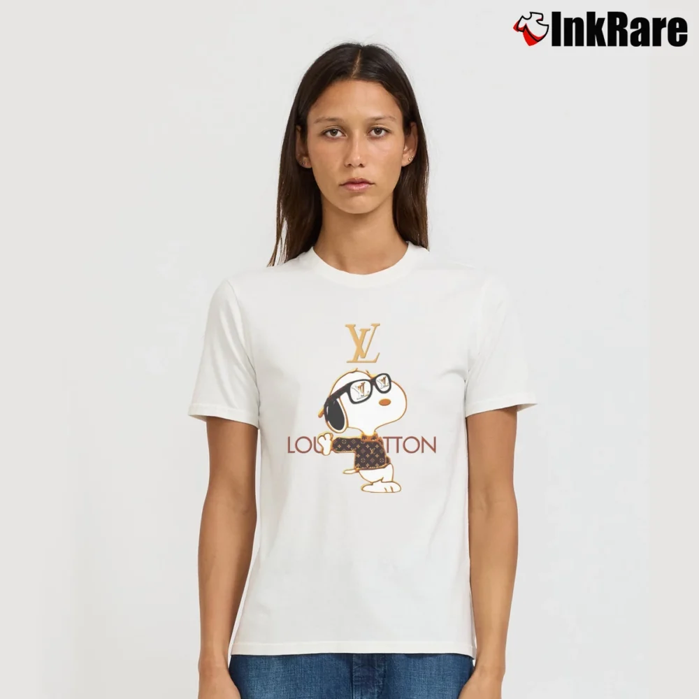 Women’s Snoopy Louis Vuitton Joe Cool Classic Signature T-Shirt in white | Soft, Flattering Fit