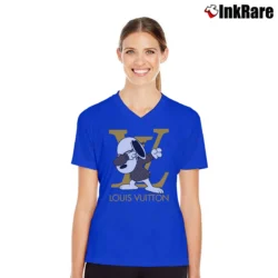 Women’s Snoopy Louis Vuitton V-Neck Tee in royal blue | Chic Neckline, Soft Texture