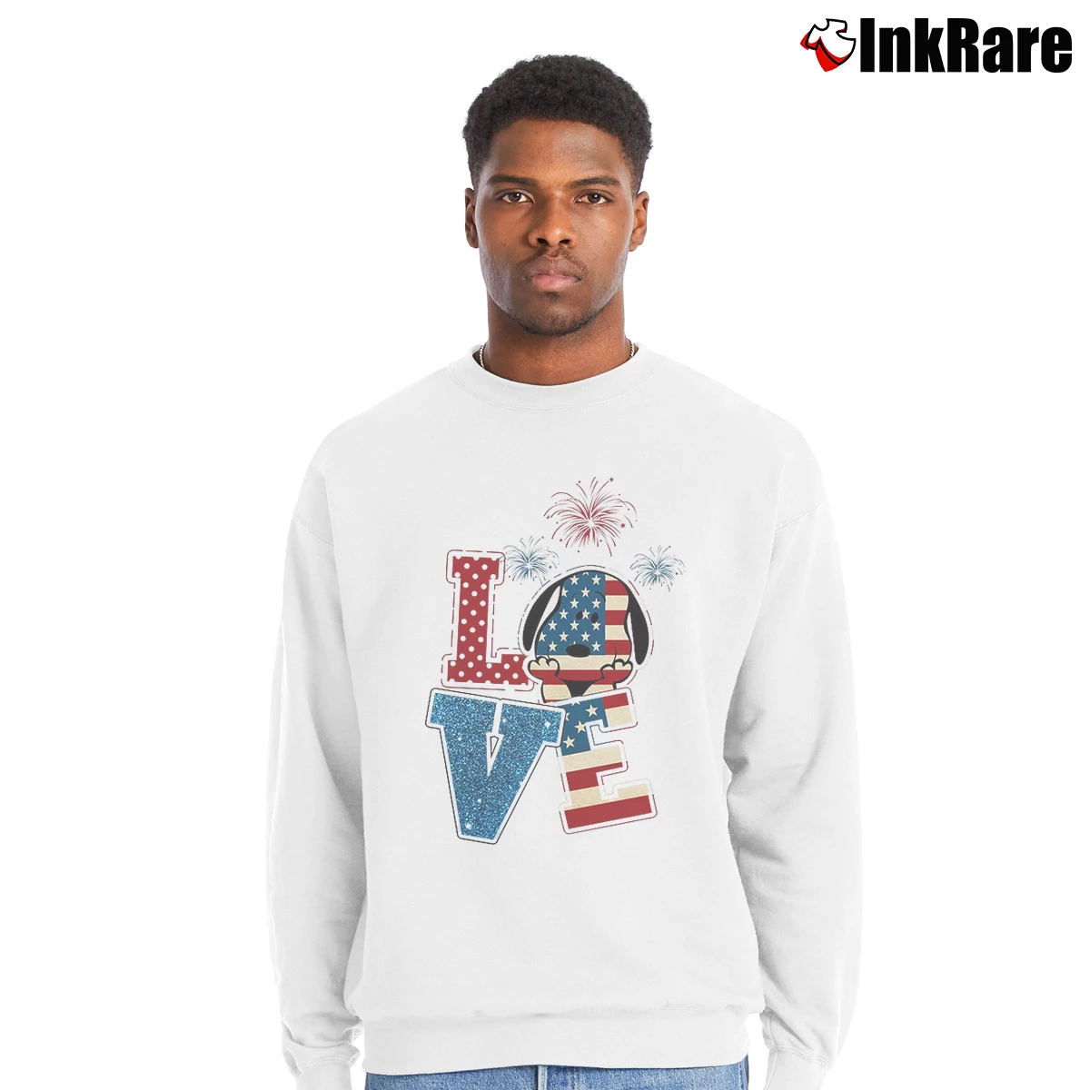 Snoopy Love American Flag Firework The 4th Of July Men’s Crewneck Sweatshirt in white – Soft & Durable Men’s Snoopy Love American Flag Firework The 4th Of July Crewneck Sweatshirt in white | Cozy Fabric, Clean Style