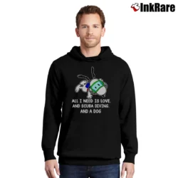 Men’s Snoopy Love Scuba Diving And Dog Pullover Hoodie in black | Cozy, Durable, Modern Fit