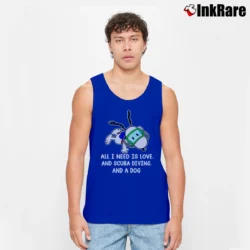 Men’s Snoopy Love Scuba Diving And Dog Tank Top in royal blue | Breathable, Active-Friendly Design