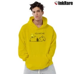 Men’s Snoopy Love Woodstock You And Me Pullover Hoodie in yellow | Cozy, Durable, Modern Fit