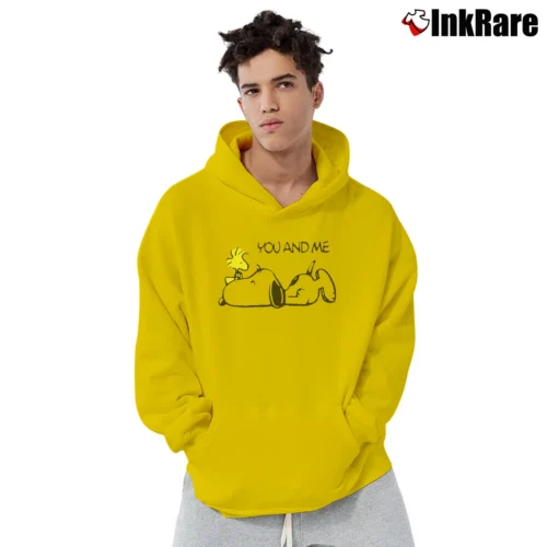 Men’s Snoopy Love Woodstock You And Me Pullover Hoodie in yellow | Cozy, Durable, Modern Fit