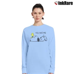 Women’s Snoopy Love Woodstock You And Me Long-Sleeve Top in light blue | Sleek, Versatile, All-Season