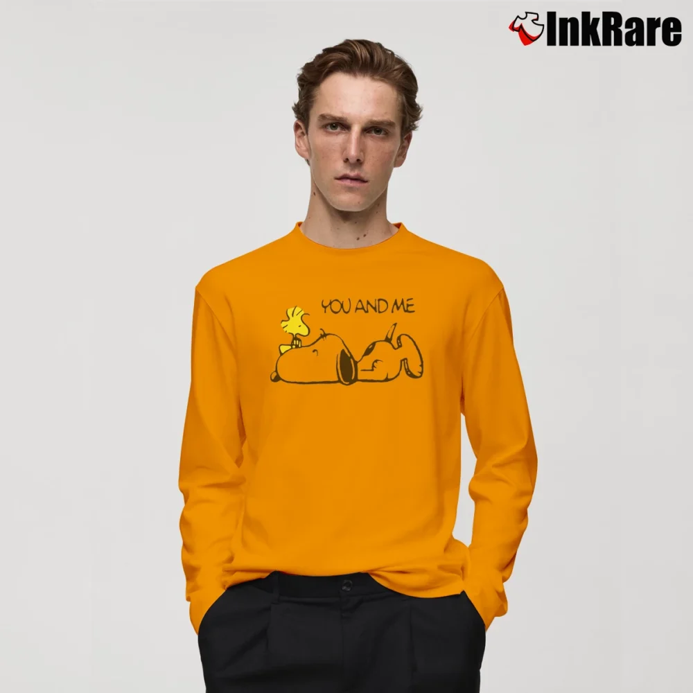Men’s Snoopy Love Woodstock You And Me Long-Sleeve Shirt in orange | Sleek, Lightweight, Year-Round Wear