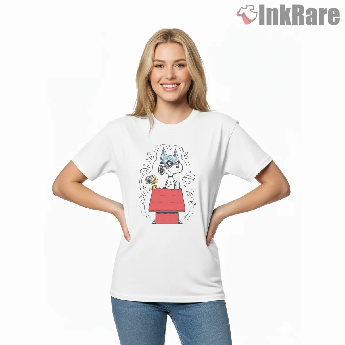 Snoopy Masked Rap Hero Parody Short Sleeve White Snoopy Masked Rap Hero Parody Shirt on white short sleeve shirt for women graphic tee