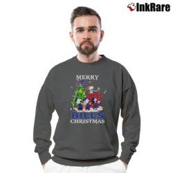 Men’s Snoopy Merry Buffalo Bills Crewneck Sweatshirt in charcoal | Cozy Fabric, Clean Style