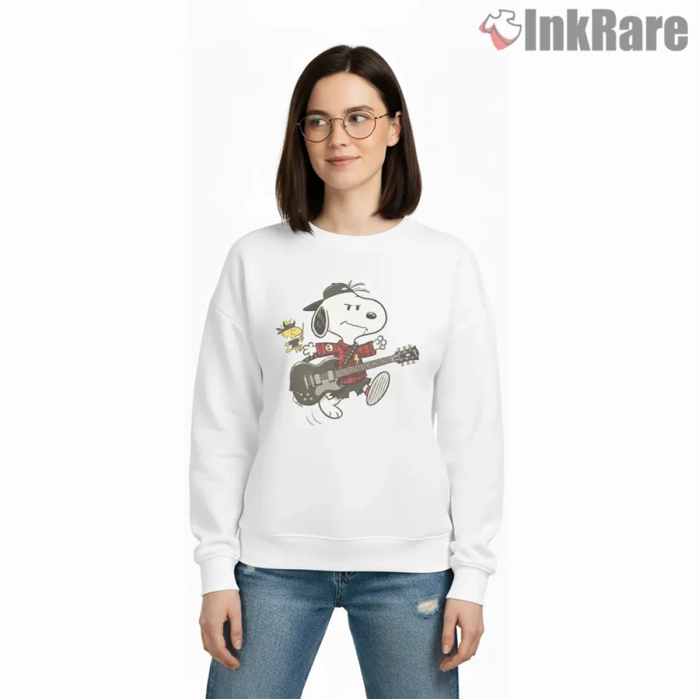 Snoopy Metalhead Rock Guitar Shirt on graphic shirt for women graphic tee