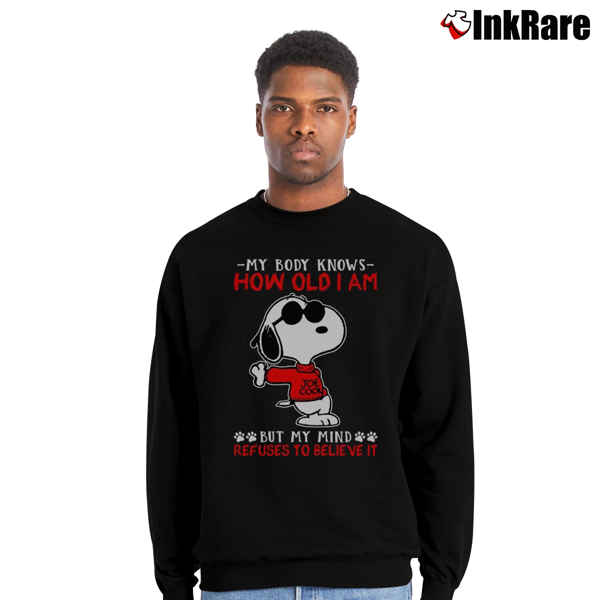 Snoopy My Body Knows How Old I Am But My Mind Refuses To Believe It Men’s Crewneck Sweatshirt in black – Soft & Durable Men’s Snoopy My Body Knows How Old I Am But My Mind Refuses To Believe It Crewneck Sweatshirt in black | Cozy Fabric, Clean Style