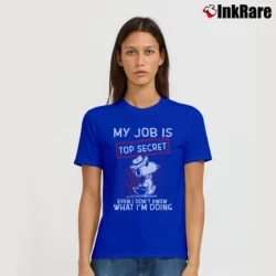 Women’s Snoopy My Top Secret Even I Don't Know What I'm Doing Signature T-Shirt in royal blue | Soft, Flattering Fit