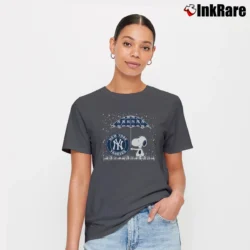 Women’s Snoopy New York Yankees Trending Signature T-Shirt in charcoal | Soft, Flattering Fit