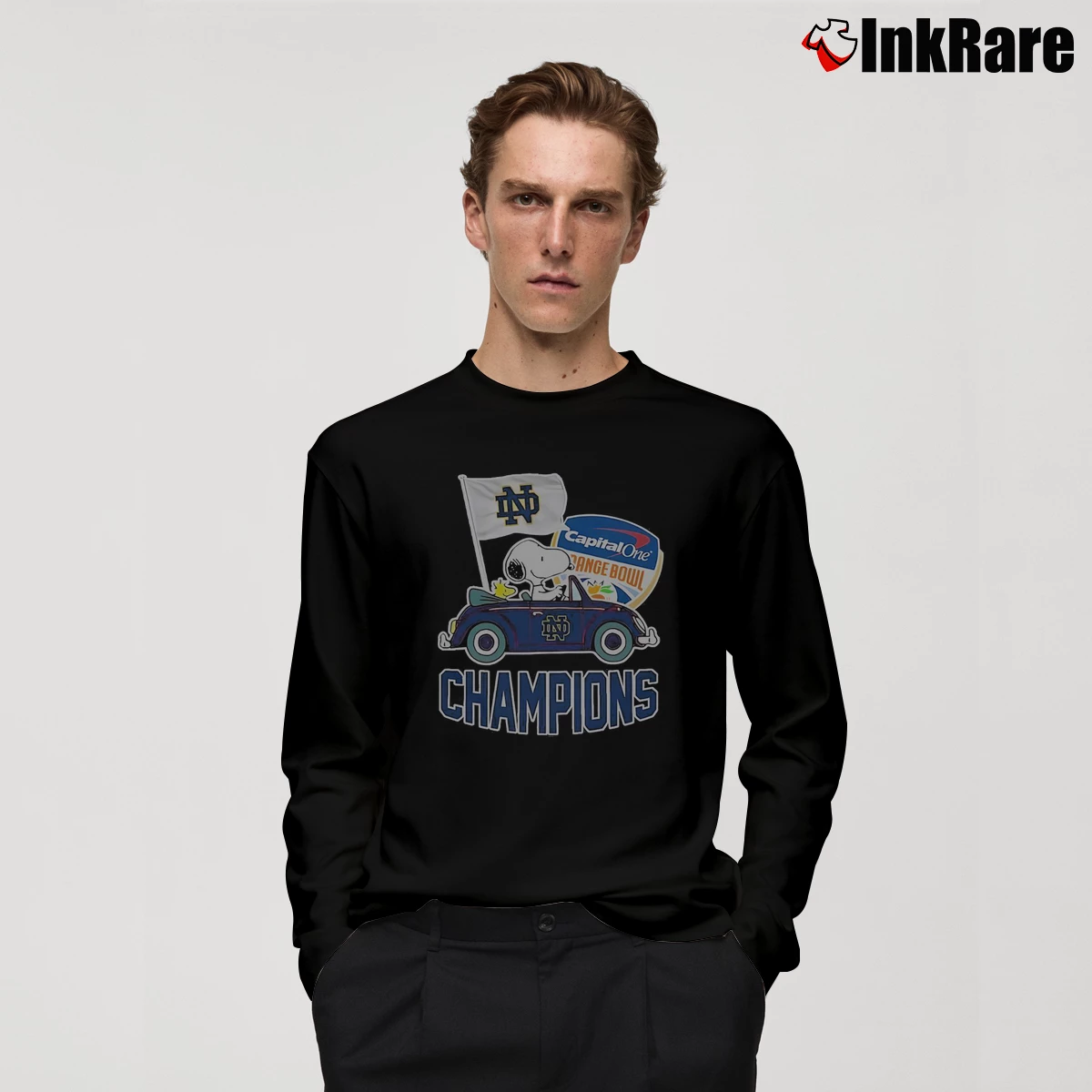 Snoopy Notre Dame Fighting Irish Champions College Football Playoff Ncaa Season Men’s Long-Sleeve Tee in black – Versatile Layering Men’s Snoopy Notre Dame Fighting Irish Champions College Football Playoff Ncaa Season Long-Sleeve Shirt in black | Sleek, Lightweight, Year-Round Wear