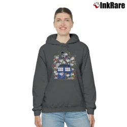 Women’s Snoopy Of Doctor Who All Doctors And The Doghouse Tardis Cozy Hoodie in charcoal | Warm, Structured, Stylish