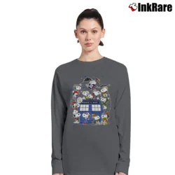 Women’s Snoopy Of Doctor Who All Doctors And The Doghouse Tardis Long-Sleeve Top in charcoal | Sleek, Versatile, All-Season