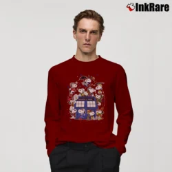 Men’s Snoopy Of Doctor Who All Doctors And The Doghouse Tardis Long-Sleeve Shirt in maroon | Sleek, Lightweight, Year-Round Wear