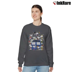 Women’s Snoopy Of Doctor Who All Doctors And The Doghouse Tardis Relaxed Sweatshirt in charcoal | Soft, Laid-Back Vibe