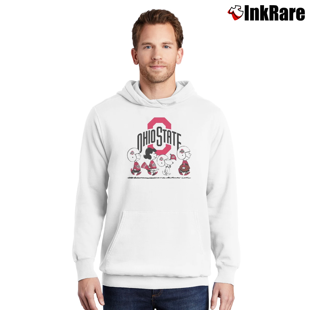 Snoopy Ohio State Buckeyes Men’s Pullover Hoodie in white – Ultimate Warmth Men’s Snoopy Ohio State Buckeyes Pullover Hoodie in white | Cozy, Durable, Modern Fit