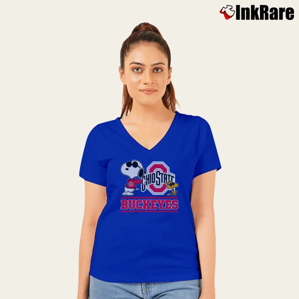Women’s Snoopy Ohio State Buckeyes V-Neck Tee in royal blue | Chic Neckline, Soft Texture
