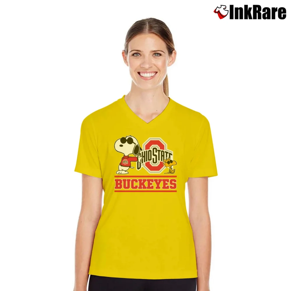 Women’s Snoopy Ohio State Buckeyes V-Neck Tee in yellow | Chic Neckline, Soft Texture