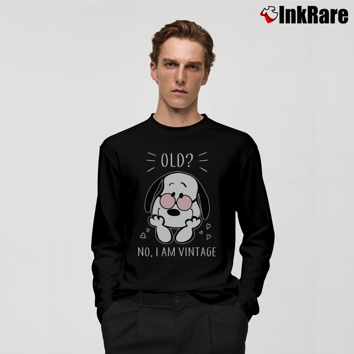 Snoopy Old No I Am Vintage Men’s Long-Sleeve Tee in black – Versatile Layering Men’s Snoopy Old No I Am Vintage Long-Sleeve Shirt in black | Sleek, Lightweight, Year-Round Wear