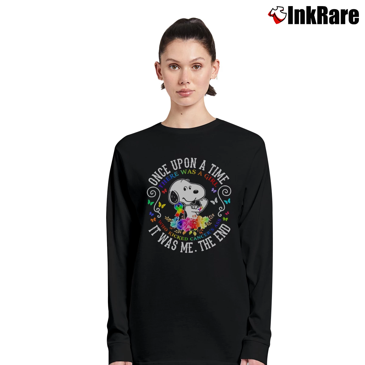 Snoopy Once Upon A Time There Was A Girl Who Kicked Cancers Ass Women’s Long-Sleeve Top in black – Effortless Layer Women’s Snoopy Once Upon A Time There Was A Girl Who Kicked Cancers Ass Long-Sleeve Top in black | Sleek, Versatile, All-Season