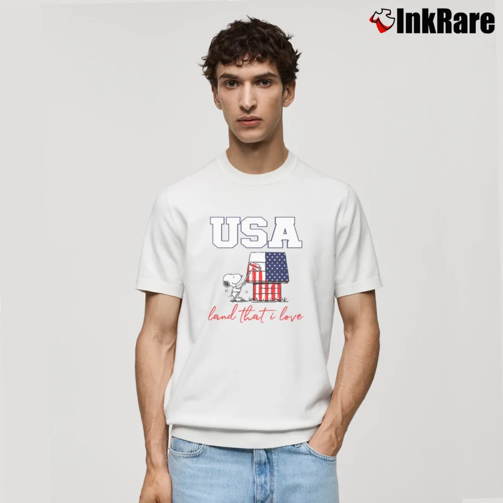 Men’s Snoopy Patriotic Usa Land That I Love Classic T-Shirt in white | Soft, Breathable Everyday Wear